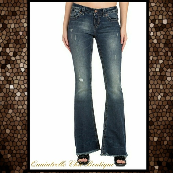 SIZE 29-31 MISS ME SELECT FRINGE HEM FLARE - Picture 2 of 5